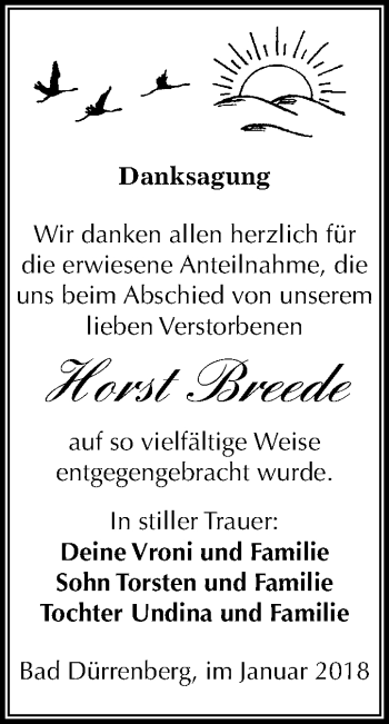 Traueranzeige von Horst Breede von Mitteldeutsche Zeitung Merseburg/Querfurt
