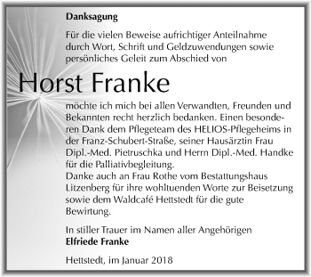 Traueranzeige von Horst Franke von Mitteldeutsche Zeitung