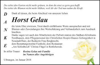 Traueranzeige von Horst Gelau von Mitteldeutsche Zeitung