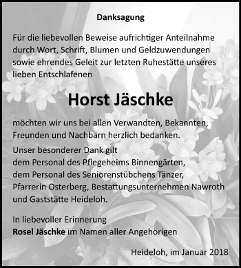 Traueranzeige von Horst Jäschke von Mitteldeutsche Zeitung Bitterfeld