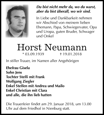 Traueranzeige von Horst Neumann von Mitteldeutsche Zeitung Bernburg