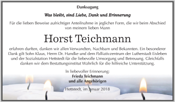 Traueranzeige von Horst Teichmann von Mitteldeutsche Zeitung