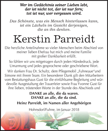 Traueranzeige von Kerstin Parreidt von Mitteldeutsche Zeitung