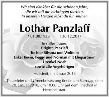 Traueranzeige von Lothar Panzlaff von Mitteldeutsche Zeitung