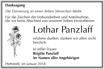 Traueranzeige von Lothar Panzlaff von Mitteldeutsche Zeitung
