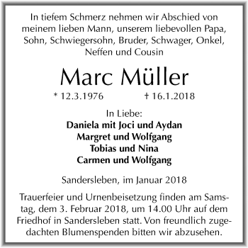 Traueranzeige von Marc Müller von Mitteldeutsche Zeitung