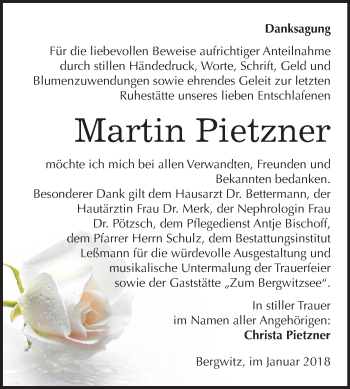Traueranzeige von Martin Pietzner von Mitteldeutsche Zeitung