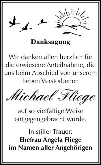 Traueranzeige von Michael Fliege von Mitteldeutsche Zeitung Merseburg/Querfurt