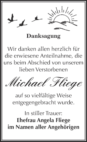 Traueranzeige von Michael Fliege von Super Sonntag Merseburg