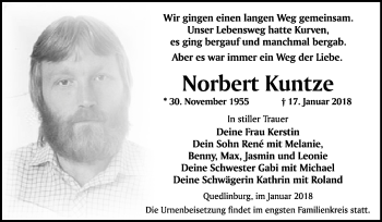 Traueranzeige von Norbert Kuntze von Mitteldeutsche Zeitung Quedlinburg
