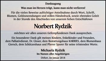 Traueranzeige von Norbert Rydzik von Mitteldeutsche Zeitung Quedlinburg