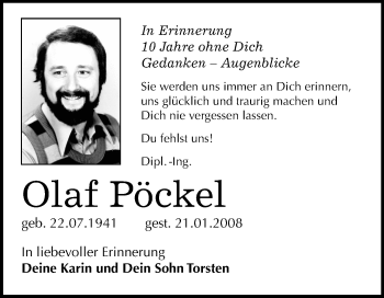 Traueranzeige von Olaf Pöckel von Mitteldeutsche Zeitung
