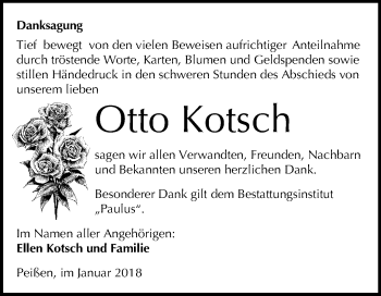 Traueranzeige von Otto Kotsch von Mitteldeutsche Zeitung Halle/Saalkreis
