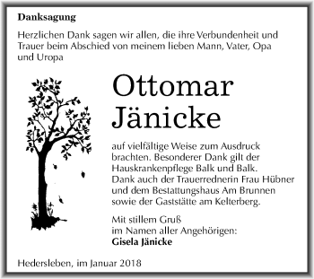 Traueranzeige von Ottomar Jänicke von Mitteldeutsche Zeitung