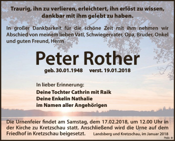 Traueranzeige von Peter Rother von Super Sonntag Zeitz