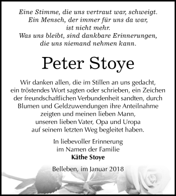 Traueranzeige von Peter Stoye von Mitteldeutsche Zeitung