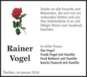 Traueranzeige von Rainer Vogel von Super Sonntag Zeitz