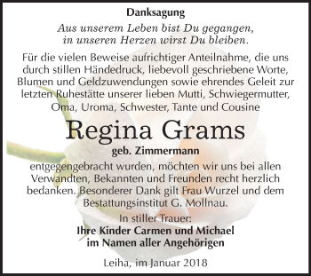 Traueranzeige von Regina Grams von Mitteldeutsche Zeitung Merseburg/Querfurt