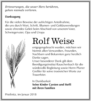 Traueranzeige von Rolf Weise von Mitteldeutsche Zeitung