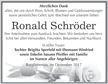 Traueranzeige von Ronald Schröder von Super Sonntag Merseburg