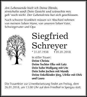 Traueranzeige von Siegfried Schreyer von Mitteldeutsche Zeitung Merseburg/Querfurt