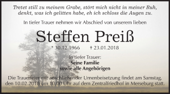 Traueranzeige von Steffen Preiß von Mitteldeutsche Zeitung
