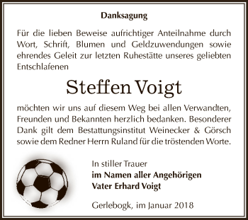 Traueranzeige von Steffen Voigt von Super Sonntag Bernburg
