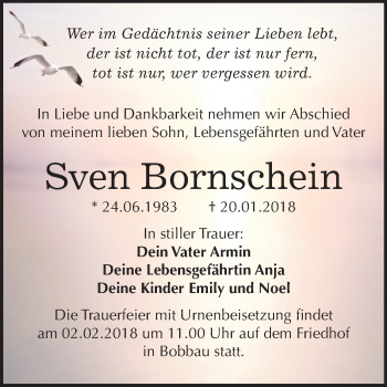 Traueranzeige von Sven Bornschein von Mitteldeutsche Zeitung Bitterfeld