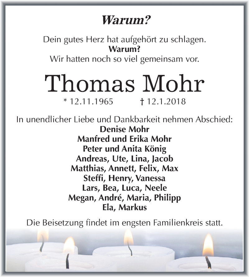  Traueranzeige für Thomas Mohr vom 20.01.2018 aus Mitteldeutsche Zeitung Halle/Saalkreis