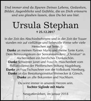 Traueranzeige von Ursula Stephan von Mitteldeutsche Zeitung