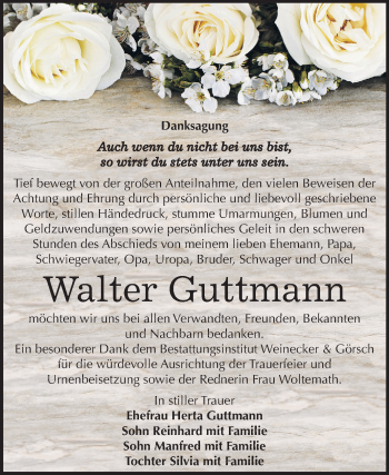 Traueranzeige von Walter Guttmann von Mitteldeutsche Zeitung Bernburg