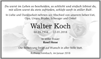 Traueranzeige von Walter Koch von Mitteldeutsche Zeitung