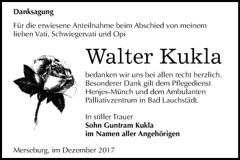 Traueranzeige von Walter Kukla von Mitteldeutsche Zeitung
