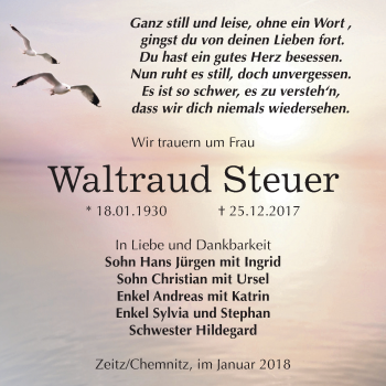 Traueranzeige von Waltraud Steuer von Mitteldeutsche Zeitung Zeitz