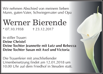 Traueranzeige von Werner Bierende von Mitteldeutsche Zeitung Halle/Saalkreis