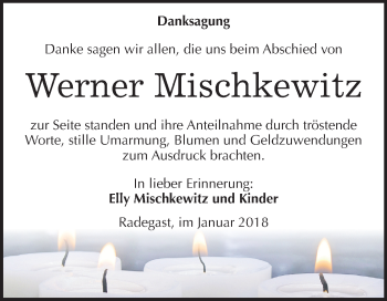 Traueranzeige von Werner Mischkewitz von Mitteldeutsche Zeitung Köthen