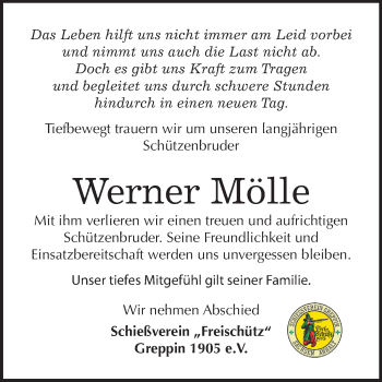 Traueranzeige von Werner Mölle von Mitteldeutsche Zeitung Bitterfeld
