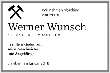 Traueranzeige von Werner Wunsch von Mitteldeutsche Zeitung