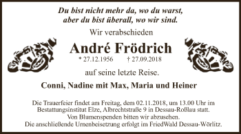 Traueranzeige von André Frödrich von WVG - Wochenspiegel Dessau / Köthen