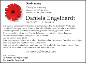 Traueranzeige von Daniela Engelhardt von Mitteldeutsche Zeitung Bernburg