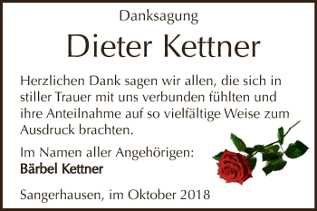 Traueranzeige von Dieter Kettner von Super Sonntag SGH Mansf. Land