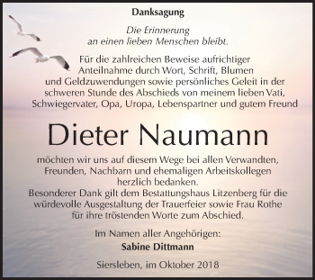 Traueranzeige von Dieter Naumann von Mitteldeutsche Zeitung