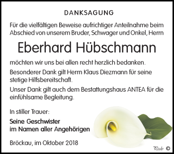 Traueranzeige von Eberhard Hübschmann von Mitteldeutsche Zeitung Zeitz