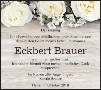 Traueranzeige von Eckbert Brauer von Mitteldeutsche Zeitung Halle/Saalkreis
