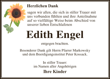 Traueranzeige von Edith Engel von WVG - Wochenspiegel Dessau / Köthen