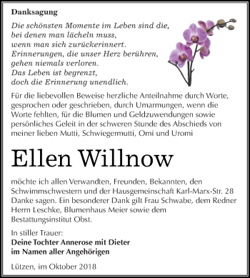 Traueranzeige von Ellen Willnow von Super Sonntag Merseburg