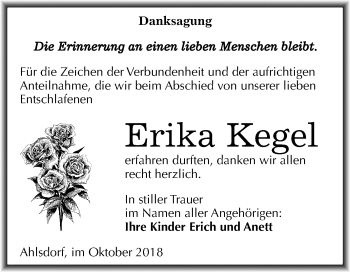 Traueranzeige von Erika Kegel von Mitteldeutsche Zeitung