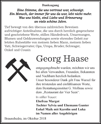 Traueranzeige von Georg Haase von WVG - Wochenspiegel Merseburg