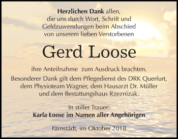Traueranzeige von Gerd Loose von Mitteldeutsche Zeitung Merseburg/Querfurt