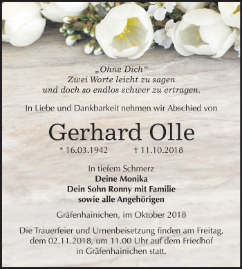 Traueranzeige von Gerhard Olle von Mitteldeutsche Zeitung